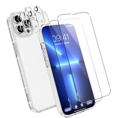 iPhone 13 Pro [5-PACK] 1 X Skal - 2 X Kameralinsskydd - 2 X Härdat Glas