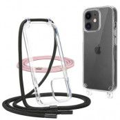 iPhone 13 Pro Halsbandsskal Flexair - Rope Svart/Rosa