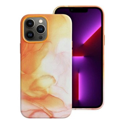 iPhone 13 Pro Magsafe Mobilskal Läder - Orange Splash