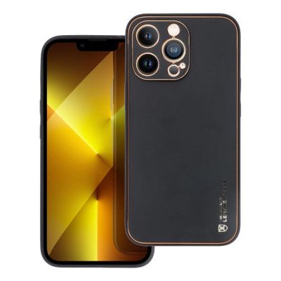 iPhone 13 Pro Skal Forcell Läder Konstläder Svart