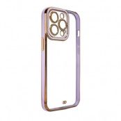 iPhone 13 Pro Skal Fashion Guld Frame Gel - Lila