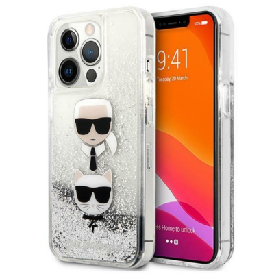 Karl Lagerfeld iPhone 13 Pro/13 Skal Liquid Glitter Head - Silver