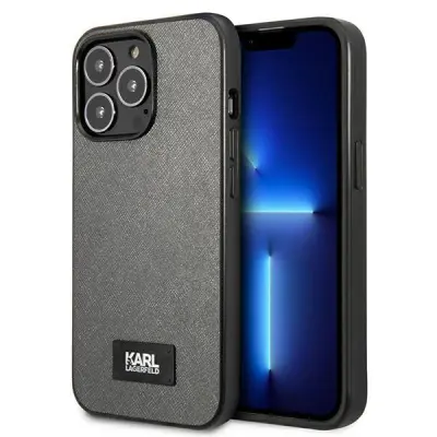 Karl Lagerfeld iPhone 13 Pro/13 Skal MagSafe Saffiano Plaque Silver