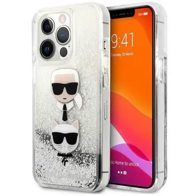 Karl Lagerfeld Karl&Choupette Liquid Glitter (iPhone 13 Pro) - Silver