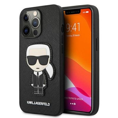 Karl Lagerfeld Saffiano Ikonik Karl`s Patch Skal iPhone 13 Pro / 13 - Svart