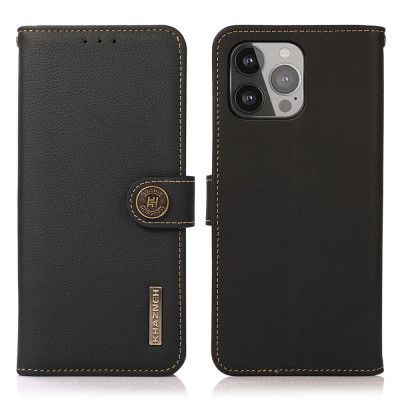 Khazneh Äkta Läder Fodral till iPhone 13 Pro - Svart