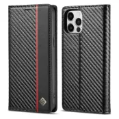 LC.IMEEKE iPhone 13 Pro Plånboksfodral Konstläder - Röd rand