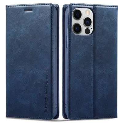 LC.IMEEKE iPhone 13 Pro Plånboksfodral - RFID Blocking - Konstläder - Blå