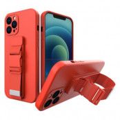 Rope Gel Airbag Skal Med Lanyard iPhone 13 Pro - Röd