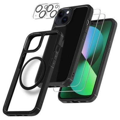 [6in1] Boom iPhone 13 Skal - Kameralinsskydd - Härdat Glas - MagSafe Ring