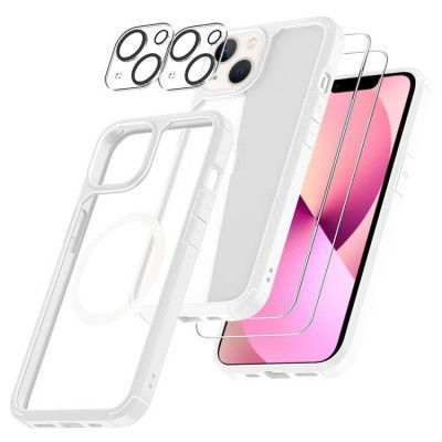 [6in1] Boom iPhone 13 Skal - Kameralinsskydd - Härdat Glas - MagSafe Ring