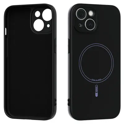 ABEEL iPhone 13 Mobilskal MagSafe Kompatibel Svart Liquid Silicone