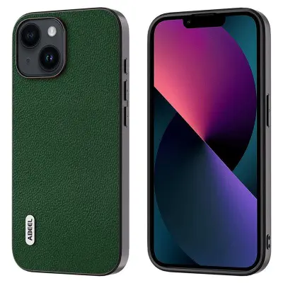 ABEEL iPhone 13 Mobilskal Ultra-Tunn Äkta Läder Grön