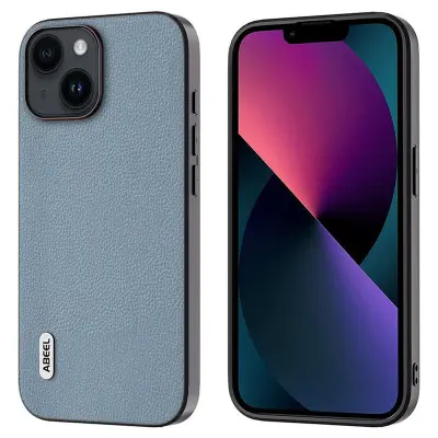 ABEEL iPhone 13 Mobilskal Ultra-Tunt Äkta Läder Blå