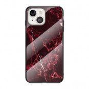 Anti-Scratch Härdat glas skal iPhone 13 - Röd Marble