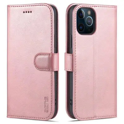 AZNS iPhone 13 Mobilskal KonstLäder Folio Flip Wallet - Roséguld