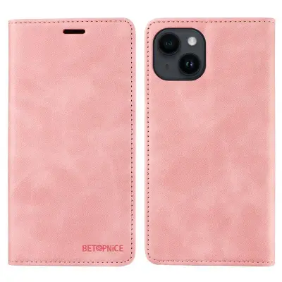 BETOPNICE 003 Plånboksfodral för iPhone 13/14 i Konstläder - Rosa