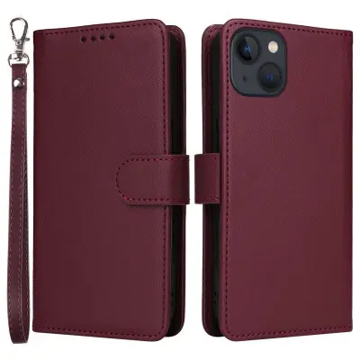 BETOPNICE iPhone 13 Plånboksfodral Magnetiskt Detachable Konstläder - Vinröd