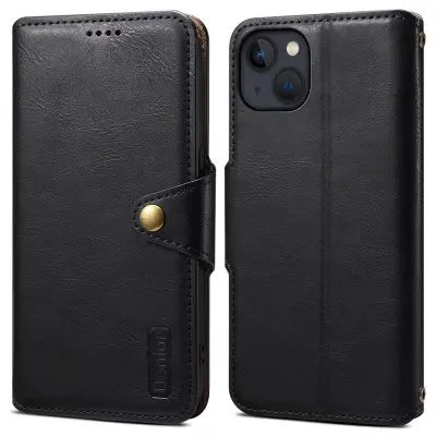 DENIOR iPhone 13 Fodral Läder Stöttåligt med Magnetstängning - Svart