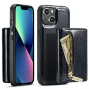 DG.MING M3 Series Magnetiskt Konstläder Plånboksfodral till iPhone 13 - Svart