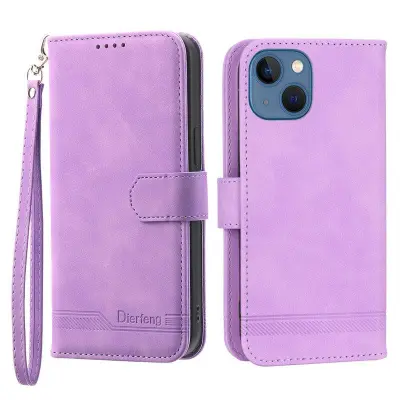 DIERFENG DF-03 Plånboksfodral för iPhone 13 6.1 tum - Konstläder - Lila