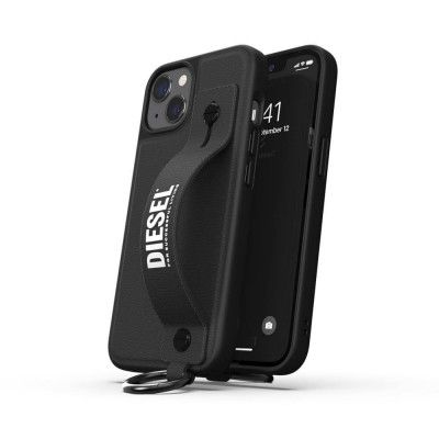Diesel Leather Tech Chain Handstrap Skal till iPhone 13 - Svart/Vit