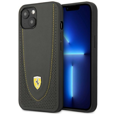 Ferrari iPhone 13 Mobilskal Läder Curved Line - Svart