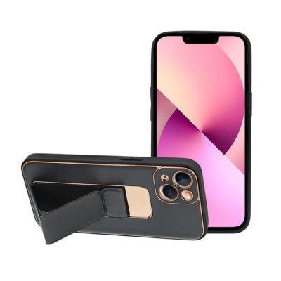 Forcell iPhone 13 Skal Kickstand Läder - Svart