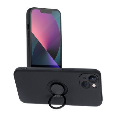 Forcell Silikon Skal med ringhållare till iPhone 13 Svart