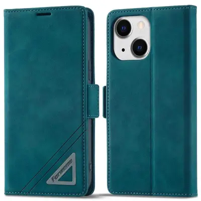 FORWENW F3-Series iPhone 13 Plånboksfodral Konstläder - Cyan