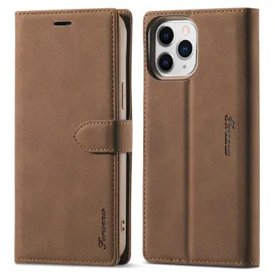 FORWENW iPhone 13 Plånboksfodral i Konstläder - Brun - Full Protection
