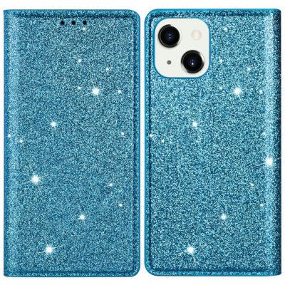 Glittrande Plånboksfodral iPhone 13 - Blå