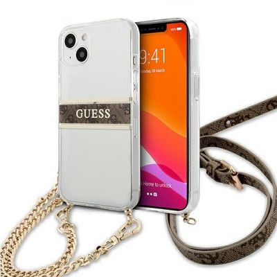 Guess 4g Brun Strap Guld Chain Skal iPhone 13 - Transparent