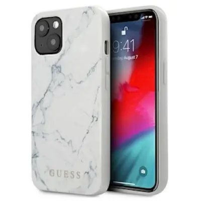 Guess Hard Case Marble (iPhone 13) - Vit