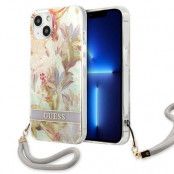 Guess iPhone 13 Skal Flower Strap - Lila