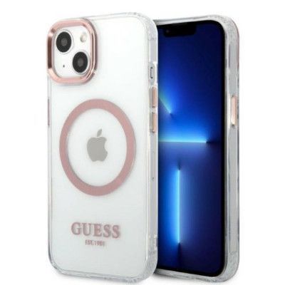 Guess iPhone 13 Skal Magsafe Metal Outline - Rosa