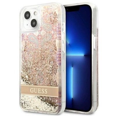 Guess iPhone 13 Skal Paisley Liquid Glitter - Guld