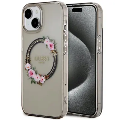 Guess iPhone 13/14/15 Mobilskal MagSafe IML Flowers Wreath