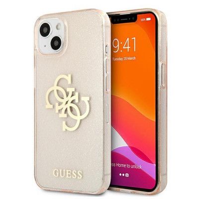Guess Skal iPhone 13 Glitter Big Logo - Guld