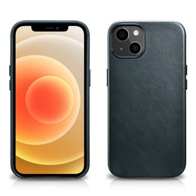 iCarer Läder Oil Wax Magsafe Skal iPhone 13 - Blå