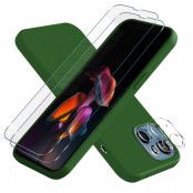 iPhone 13 [5-PACK] 1 X Skal - 2 X Linsskydd - 2 X Härdat Glas - Grön
