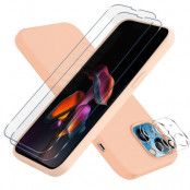 iPhone 13 [5-PACK] 1 X Skal - 2 X Kameralinsskydd - 2 X Härdat Glas - Ljus Rosa