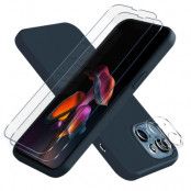 iPhone 13 [5-PACK] 1 X Skal - 2 X Kameralinsskydd - 2 X Härdat Glas - Mörk Blå
