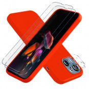iPhone 13 [5-PACK] 1 X Skal - 2 X Kameralinsskydd - 2 X Härdat Glas - Röd