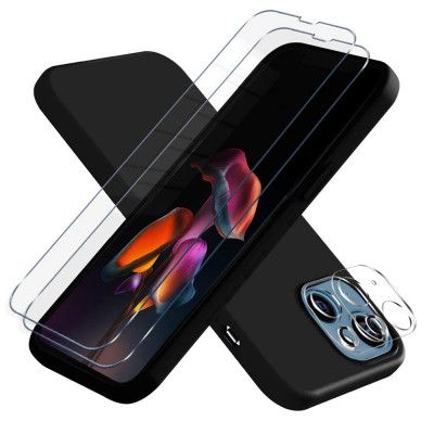 iPhone 13 [5-PACK] 1 X Skal - 2 X Kameralinsskydd - 2 X Härdat Glas - Svart
