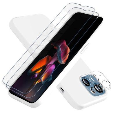 iPhone 13 [5-PACK] 1 X Skal - 2 X Linsskydd - 2 X Härdat Glas - Vit