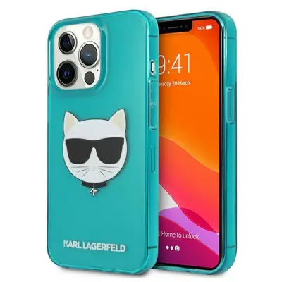 Karl Lagerfeld Glitter Choupette Fluo Skal iPhone 13 / 13 Pro - Blå