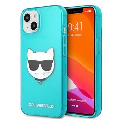 Karl Lagerfeld Glitter Choupette Fluo Skal iPhone 13 - Blå