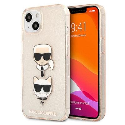 Karl Lagerfeld Glitter Karl`s & Choupette Skal iPhone 13 - Guld