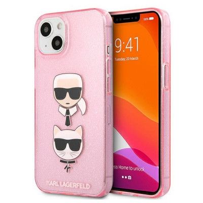 Karl Lagerfeld Glitter Karl`s & Choupette Skal iPhone 13 - Silver